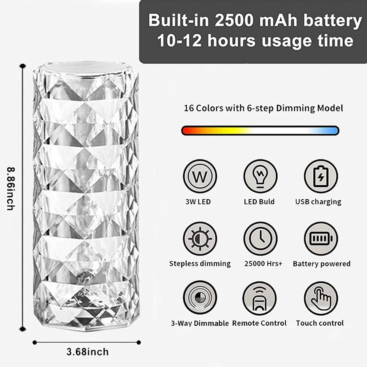 16 Color Changing Diamond Table Lamp